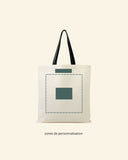 Flat tote bag with colored handle