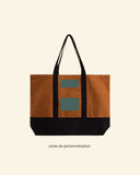 Large tote bag with handle and colored base