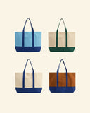 Large tote bag with handle and colored base